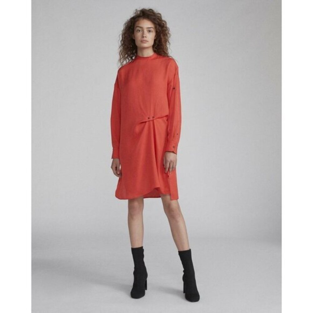 Rag  & Bone Jacklin Red Dress Long-Sleeve Draped Shift Shirt Dress XXS NWT